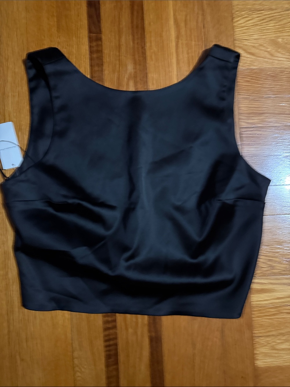 Black Women's Satin Crop Tank Top